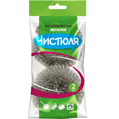 Мочалка "Чистюля" металлическая, плетеная, размер XL, 30г (2 шт.упак)