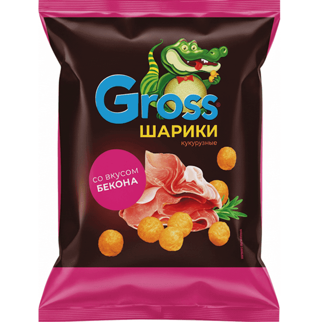 Шарики кукурузные "Gross" 60г, Бекон Шарики кукурузные "Gross" 60г, Бекон