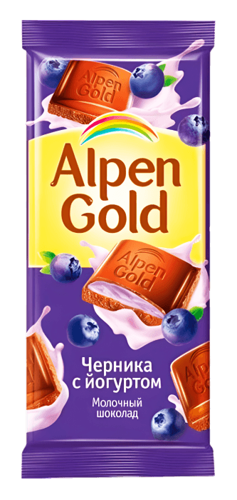 Шоколад "Alpen Gold" 80г, черника и йогурт Шоколад "Alpen Gold" 80г, черника и йогурт