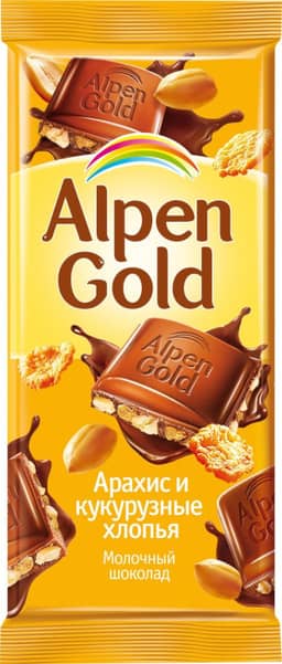 Шоколад "Alpen Gold" 80 г, арахис и хлопья Шоколад "Alpen Gold" 80 г, арахис и хлопья